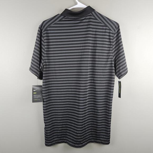 Nike Dri-Fit Striped Golf Polo Black Grey Activewear Mens Size S - Picture 2 of 9